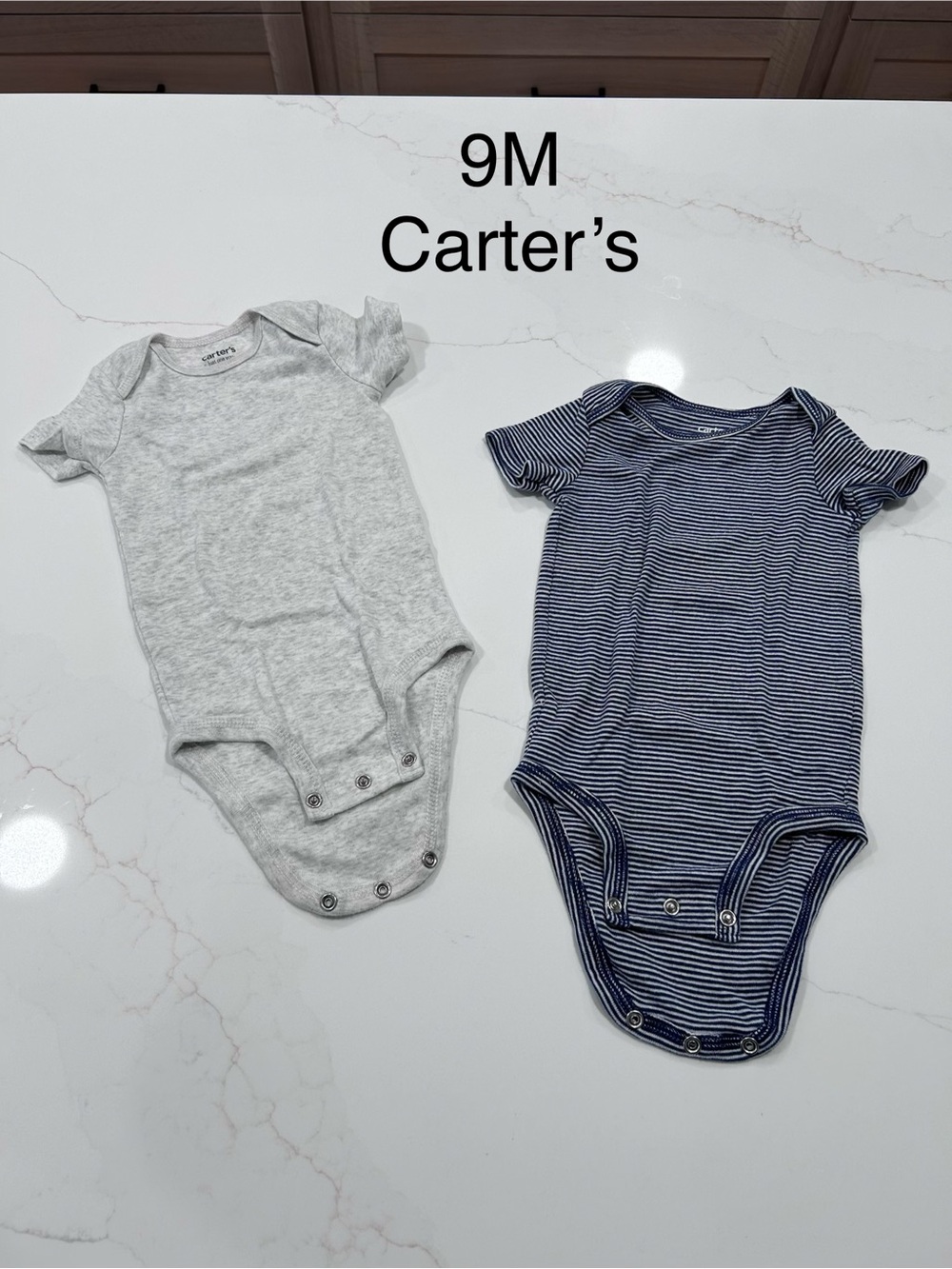 Carter's Short Sleeve Bodysuit Duo - Gray & Navy Stripe